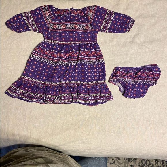 Purple Lucky 2T boho dress with diaper cover - Picture 2 of 3